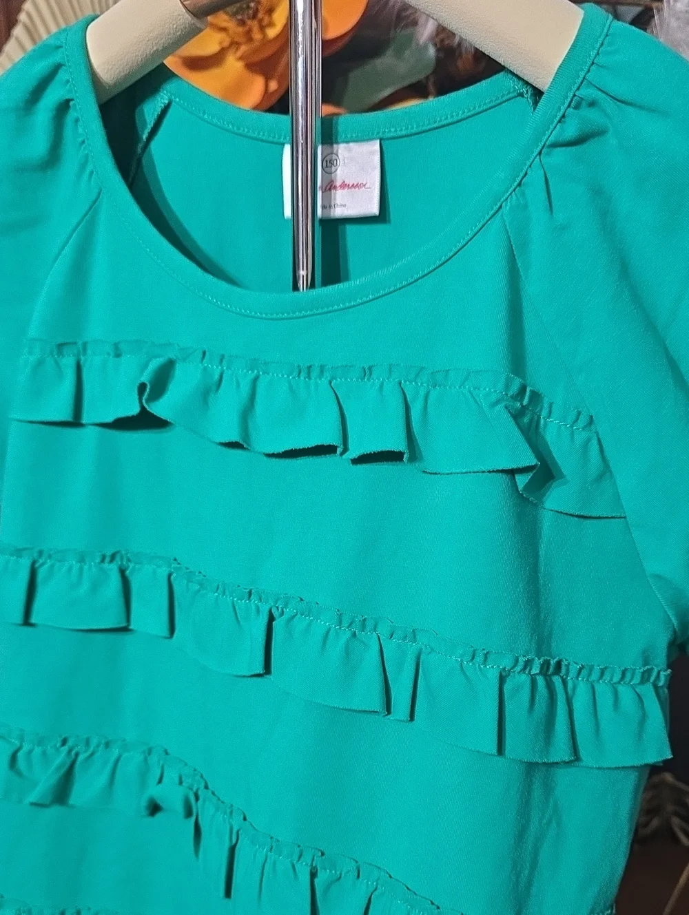 Hanna Andersson 150 10 12 Teal Ruffle Tiered Dress